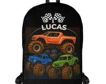 Personalized Monster Truck Backpack | Racing Bookbag Gift