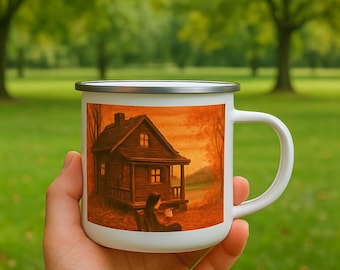 Kundenspezifisches Foto-Emaille Camping Becher | Personalisiertes Abenteuer-Andenken