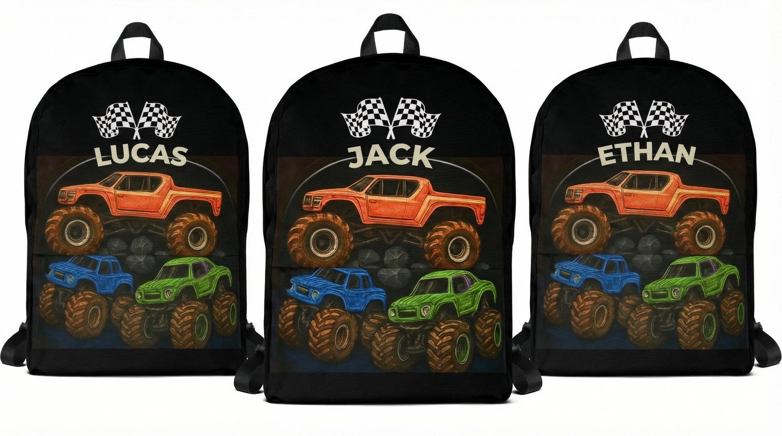 The backpack's front zipper pocket and side pocket