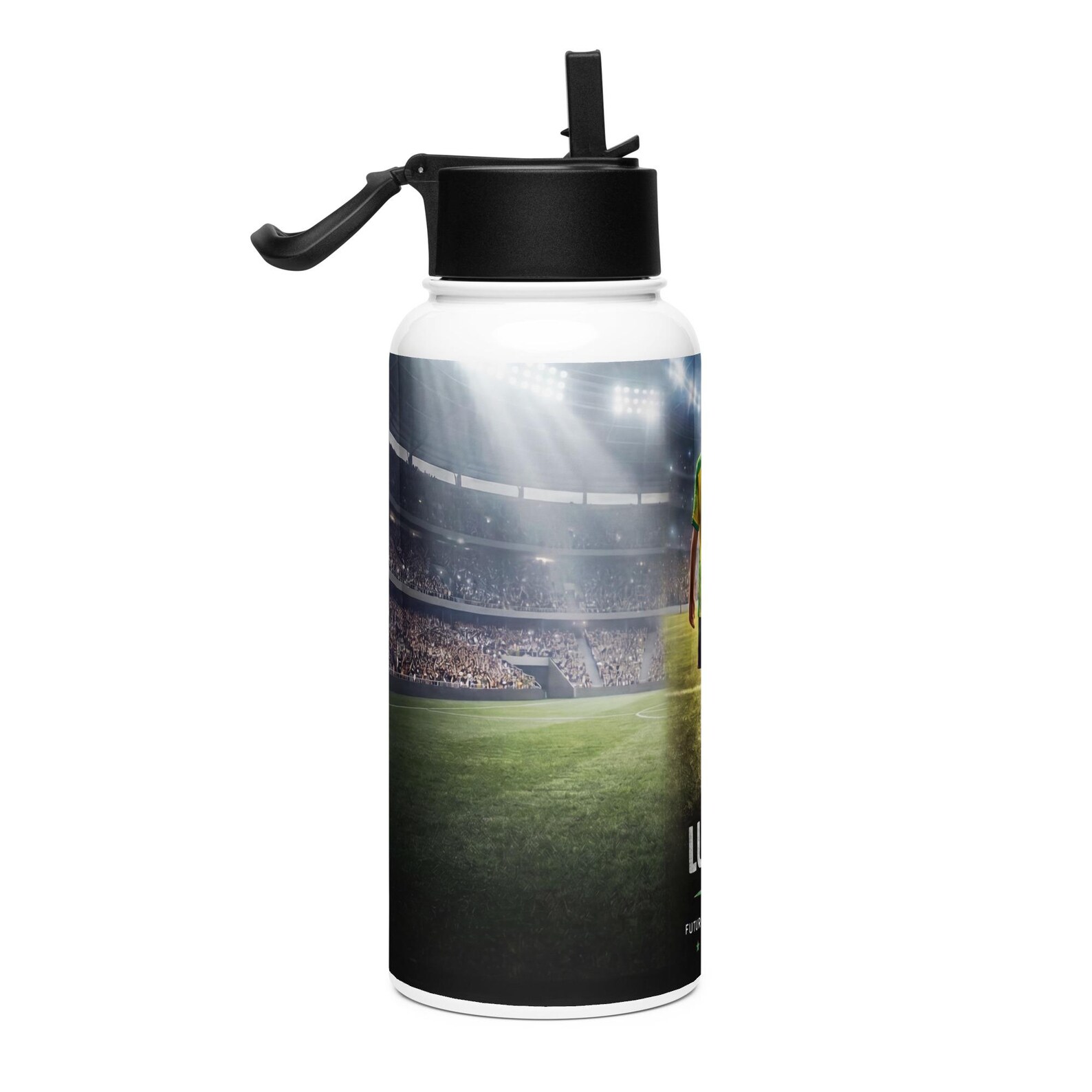 The soccer water bottle's anti-slip base