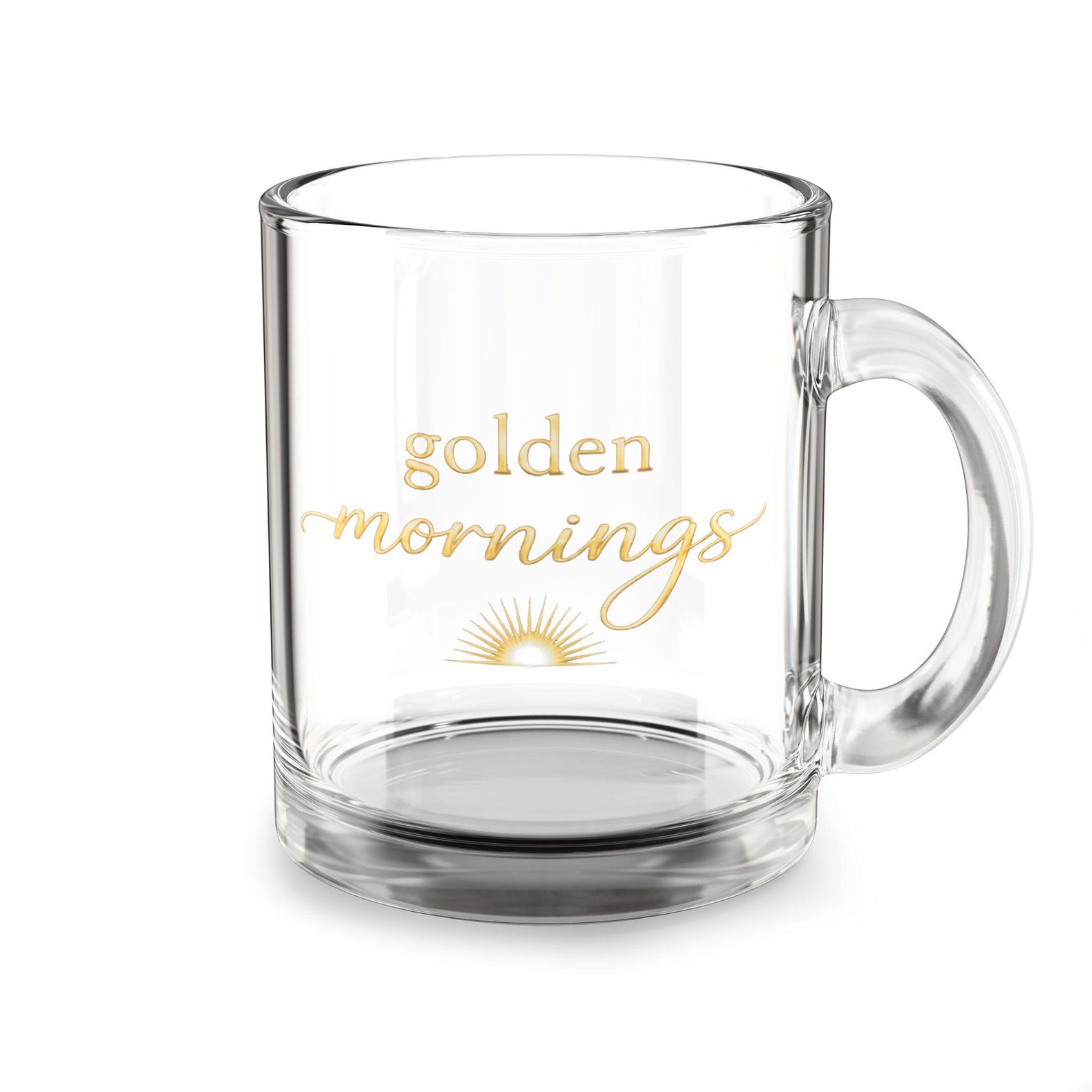 Studio shot of the golden mornings glass coffee mug