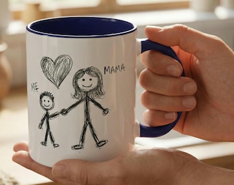 Taza con dibujo infantil personalizado / Regalo de recuerdo con obra de arte personalizada