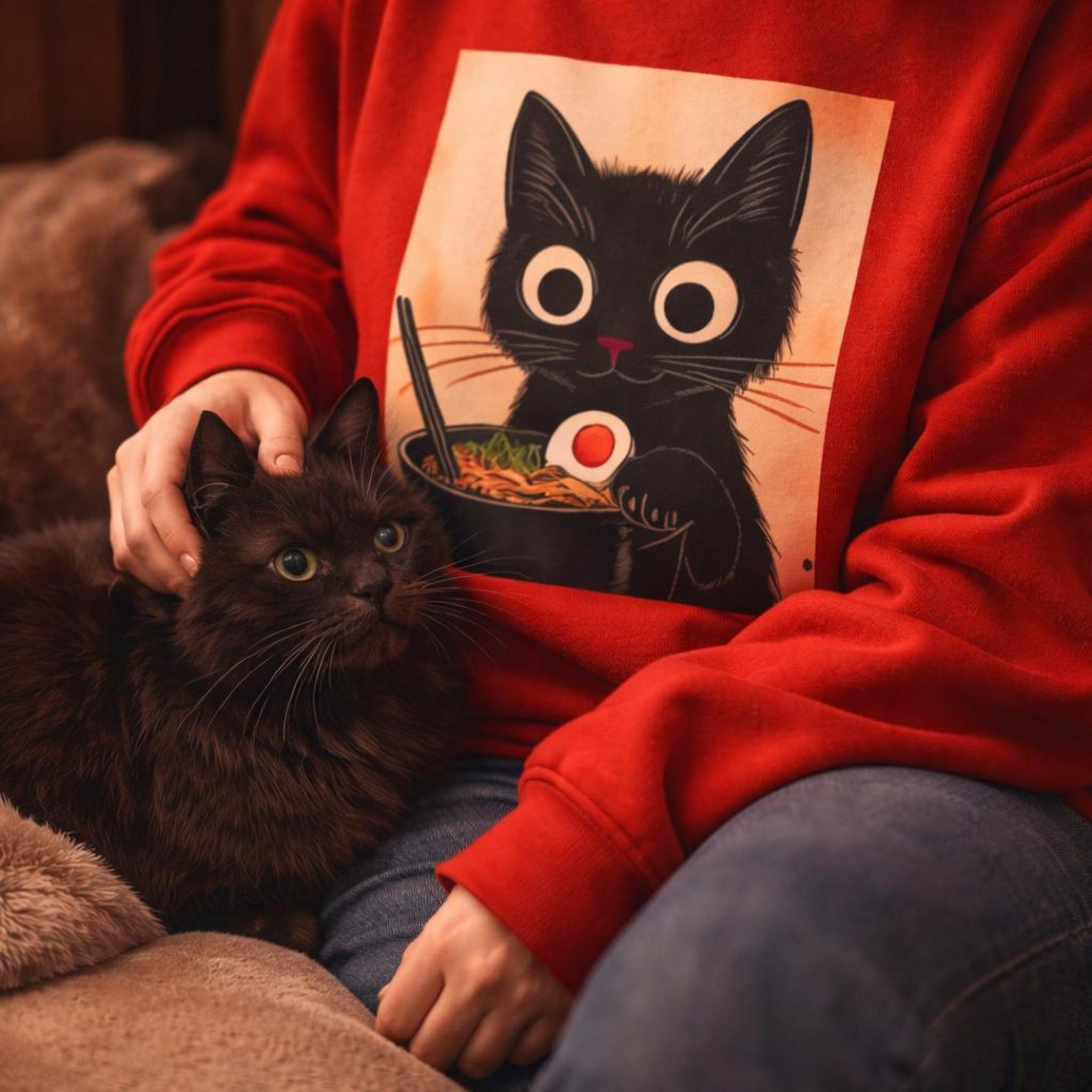 The sweatshirt shown on a hanger against a plain background