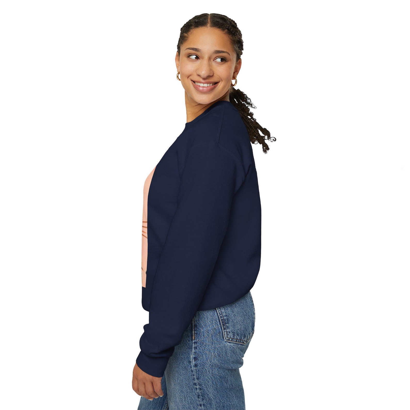 Studio shot of the black cat ramen sweatshirt on a plain background