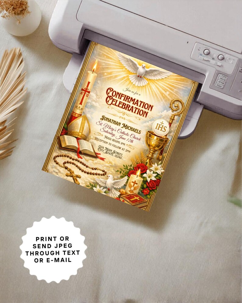 Confirmation Catholic Invitation Template Canva Editable Digital ...
