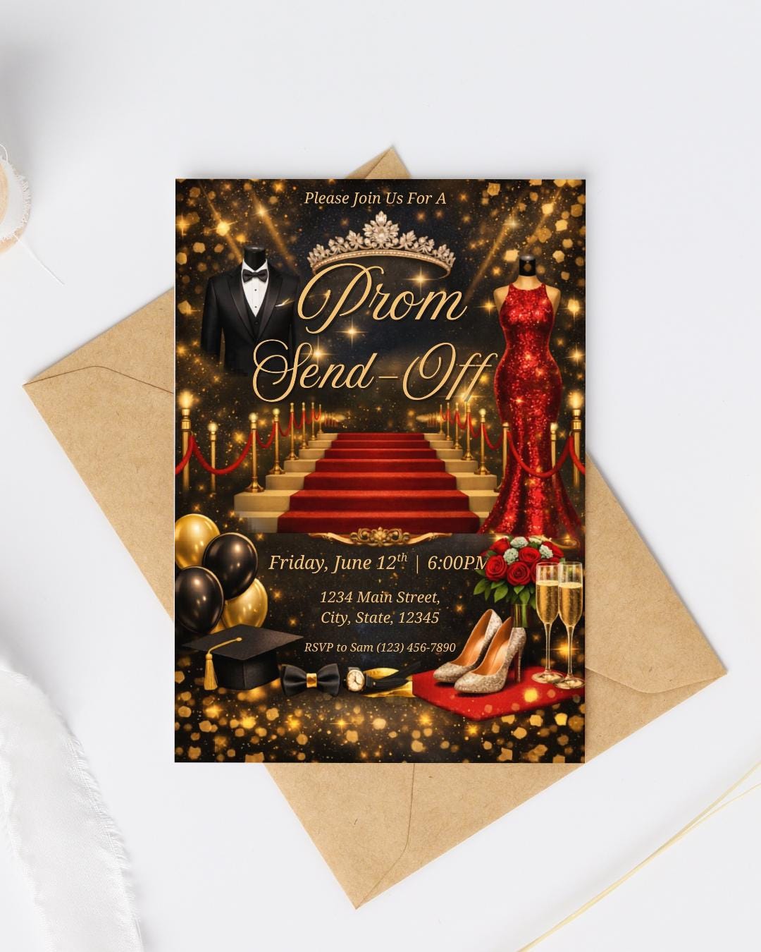 Prom Send off Invitation Template Editable Canva 5x7 Digital Download ...