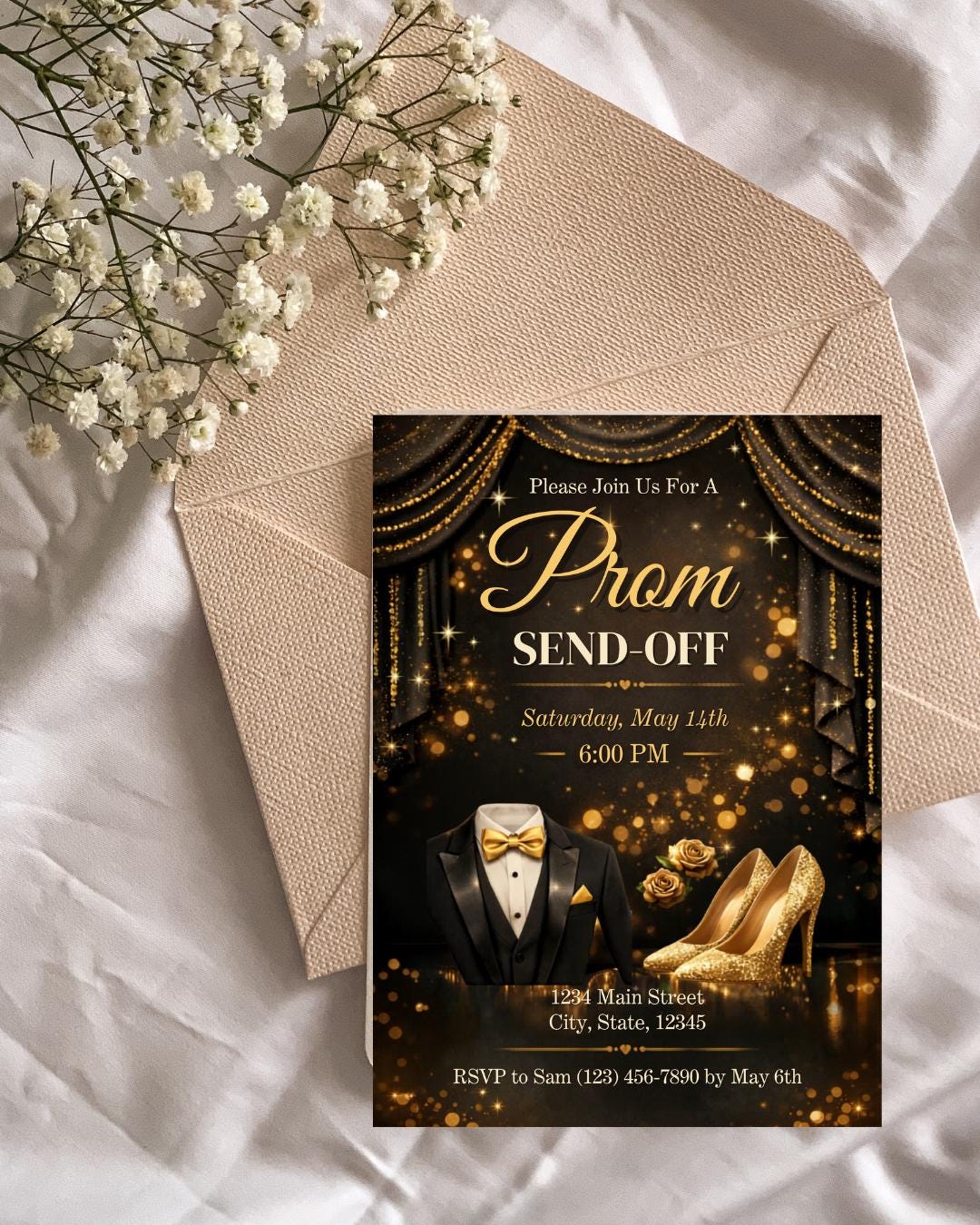 Prom Send off Invitation Template Editable Canva 5x7 Digital Download ...