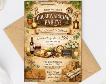 House Warming Invitation Template Editable Canva New Home Party Invite Instant Digital Download 5x7