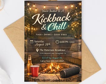 Kickback Invitation, Editable Canva Kickback Party Invite (Digital Download)