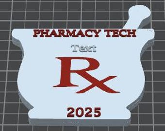Pharmacy Tech Personalized Christmas Ornament Mortar Pestle 3D Print File 3MF STL