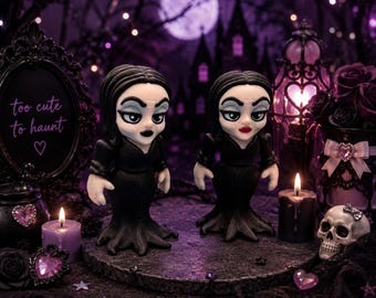 Morticia Addams Family Figure: 3D Printed Desk Buddy, Goth Collectible Keychain