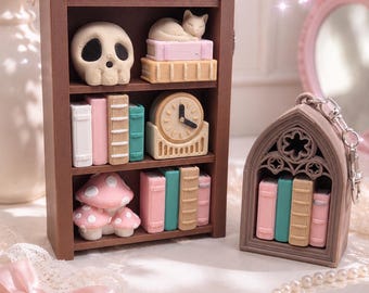 Gothic Library Shelf Clicker Fidget Toy – Cottagecore Desk Decor, Anxiety Relief Clicker