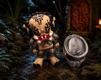 3D Printed Flexi Predator Figure with Mask | Sci-Fi Alien Hunter Collectible