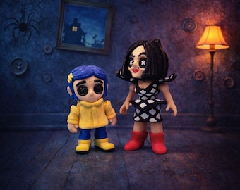 Creepy Mini Coraline Beldam Set with Button Eyes Collectible Goth Gift Core