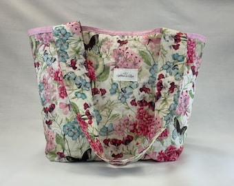 Handmade Butterfly Mini Tote bag | Quilted Tote |  Pink handbag