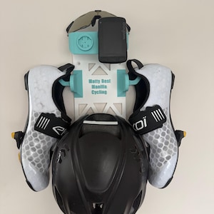 Bicycle Bike Wall Mount for Helmet Glasses Shoes fully customisable name colour Team