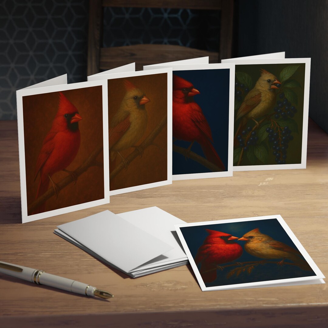 Cardinal Note Paper Cardinal Bird Illustration Greeting Cards (5-pack) | Blank Note Cards ...