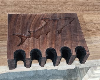 Walnut Cue Holder holds 5 cues