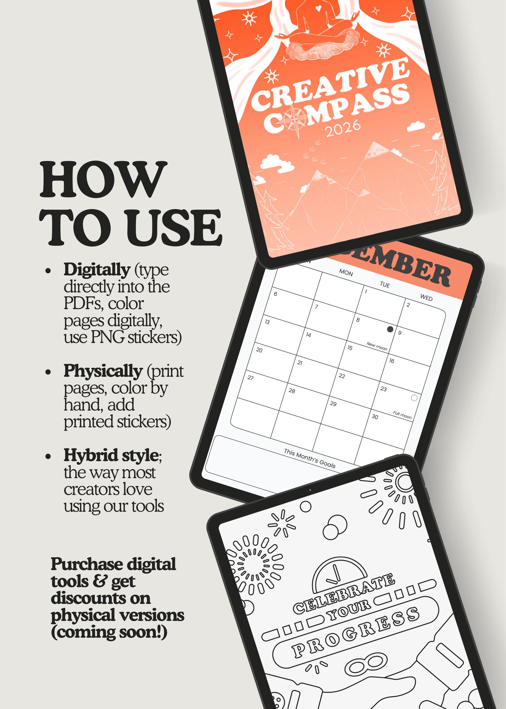 2026 Creative Compass Digital Planner: ADHD Friendly Daily Journal for ...