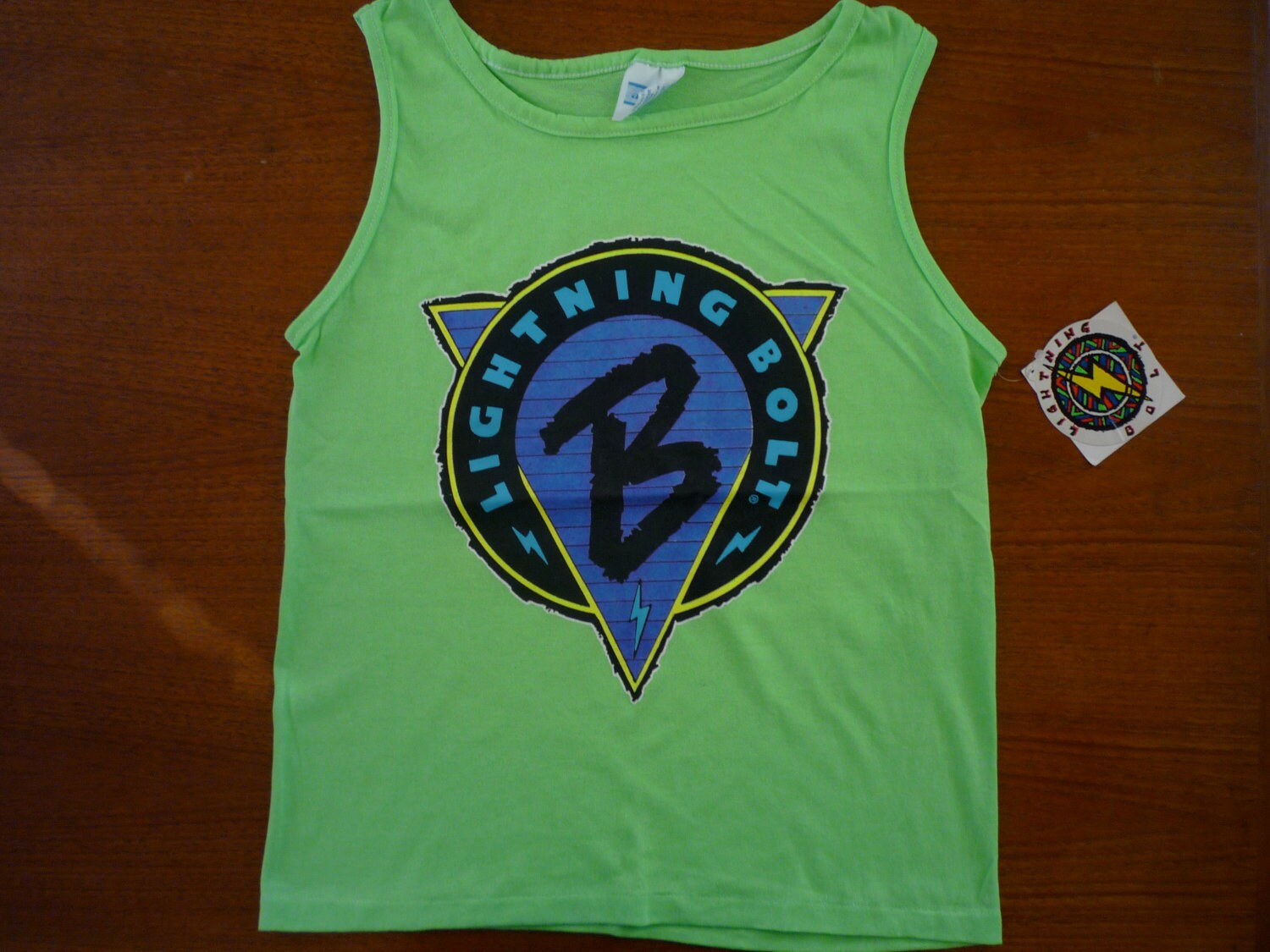 トップス Rightning Bolt vintage Tank top Early 90s Vintage LIGHTNING BOLT Surfer Tank Top Shirt Green Neon