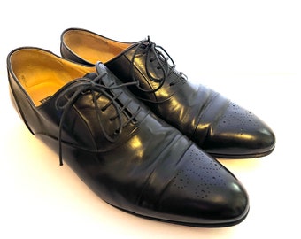 80er Vintage CARRANO Leder Oxford Brogues Hand Made In Italien Gr. 37