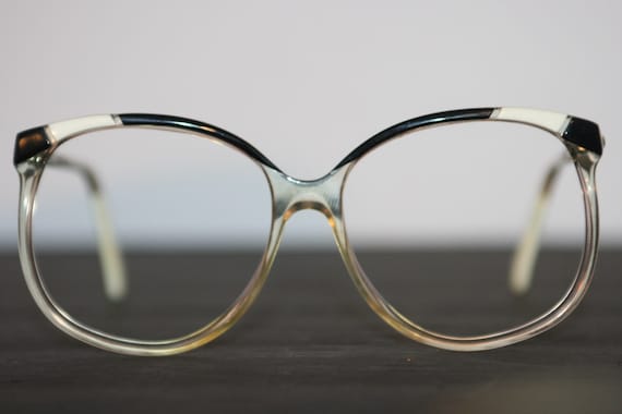 1980s Vintage FABERGE Eyeglass Frames Black and W… - image 1