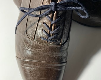1980s STACY ADAMS Leather Oxfords: New Wave Style, Size 9.5M