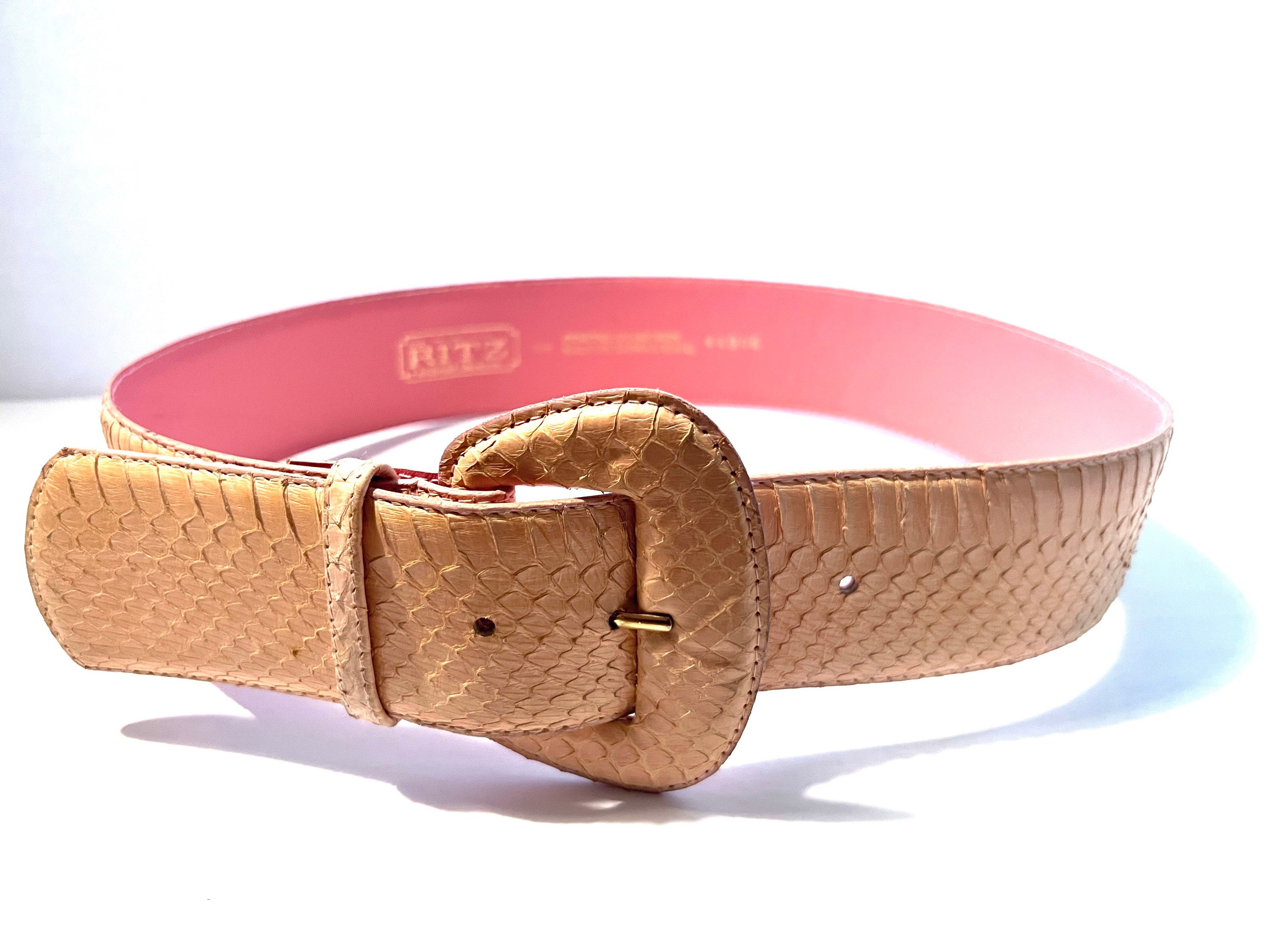 Vintage The Ritz Accessory Collection Snakeskin Belt? 1990s Pink Leather Snakeskin Belt Vintage THE RITZ ACCESSORY  main image 4