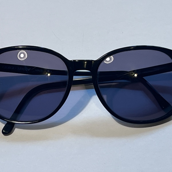 Vintage 1990s GIORGIO ARMANI Black Oversized Oval Dark Sunglasses... Made In Italy... Excellent Condition