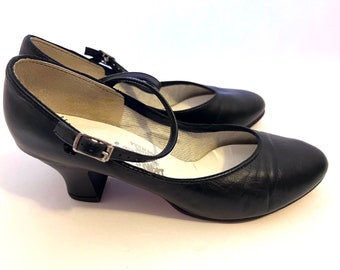 Zapatos de baile estilo Mary Jane vintage de los 90 de la marca DANSHUZ, estilo Manhattan, con tacón grueso, talla 7.5.