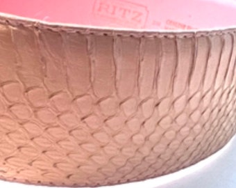 1990s Pink Leather Snakeskin Belt Vintage THE RITZ ACCESSORY  display picture 1