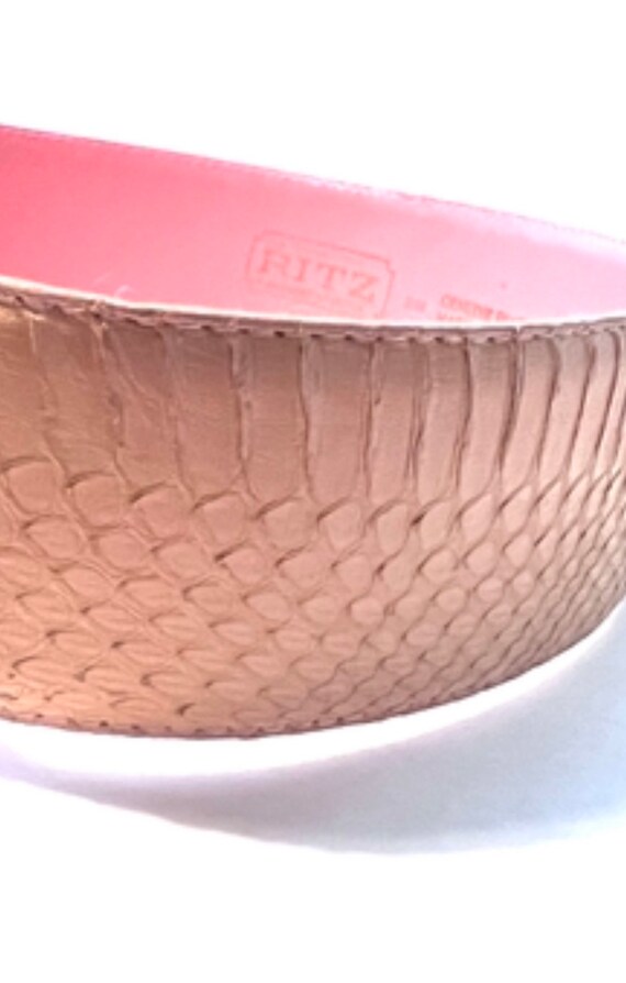 1990s Pink Leather Snakeskin Belt Vintage THE RITZ ACCESSORY  display picture 3