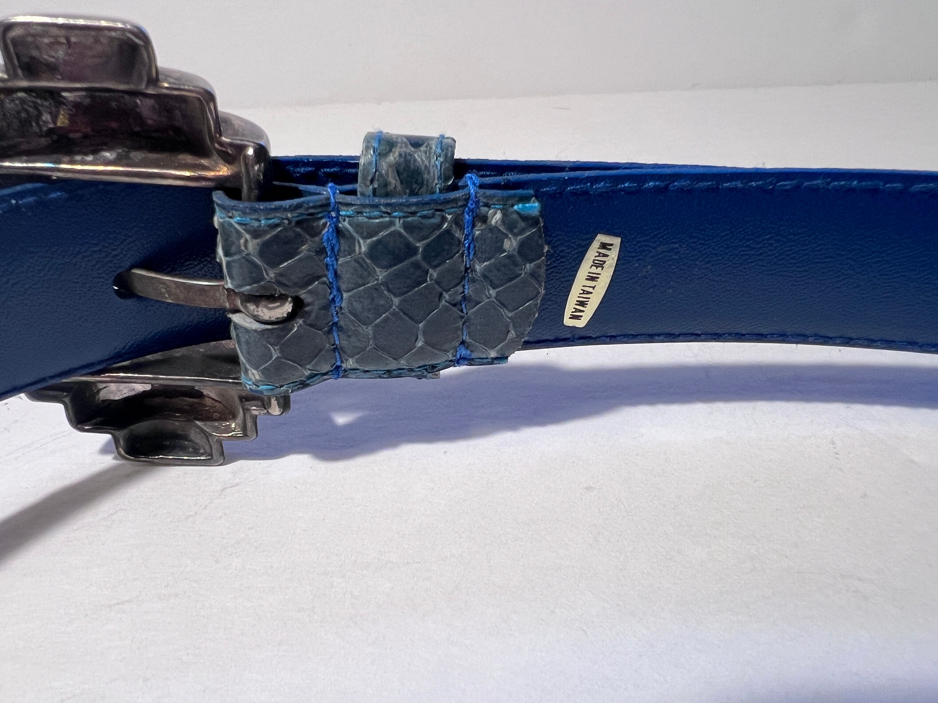 Vintage Blue Snakeskin Belt with Silver Buckle Fresco Golf main image 2