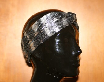 1990s Vintage Silber Zebra Print Turban Haarband - Einstellbar