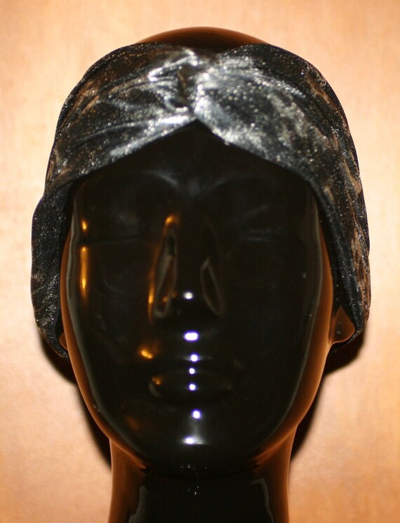 1990s Silver Python Print Turban Headband - Metal… - image 3