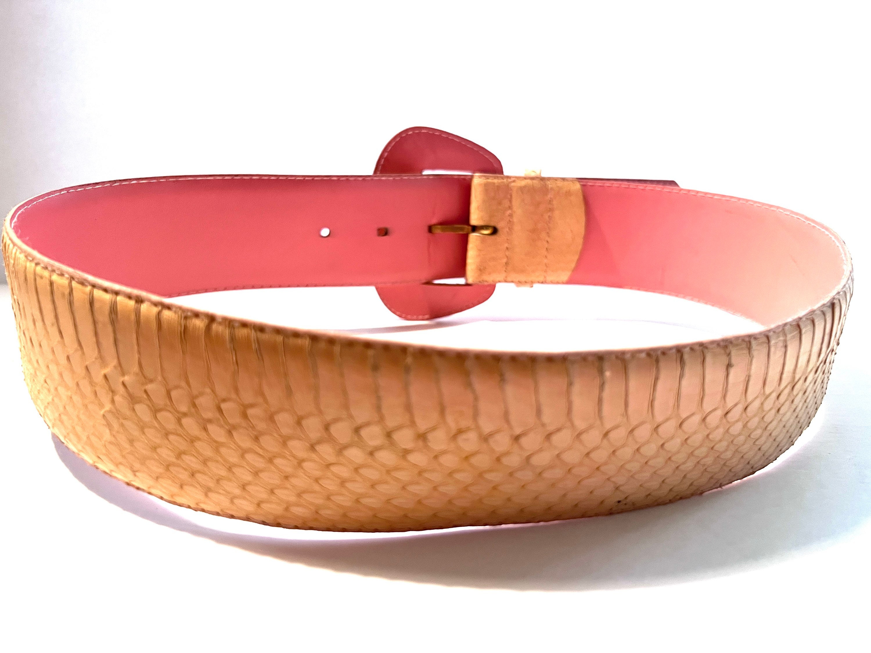 Vintage The Ritz Accessory Collection Snakeskin Belt? 1990s Pink Leather Snakeskin Belt Vintage THE RITZ ACCESSORY  main image 3
