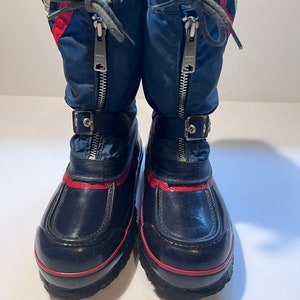 Vintage 1980s ILCA SNOW BOOTS with Steel Shank Zipper Closure Buckle Strap Mock Toe Mens Size 5 / Women's 7 Made in Korea