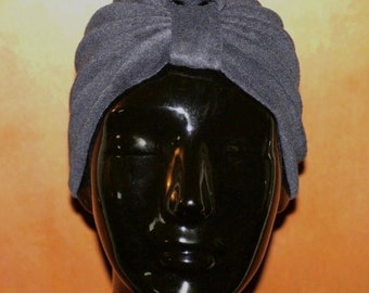 1990s Vintage Midnight Blue Turban: Avant-garde Terry Cloth deadstock Headwear