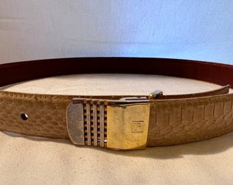 Vintage 70’s Snakeskin Belt w/ Delicate Brass Buckle