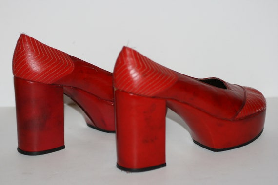 70s Vintage Glam Rock Leather Platforms Made in G… - image 7