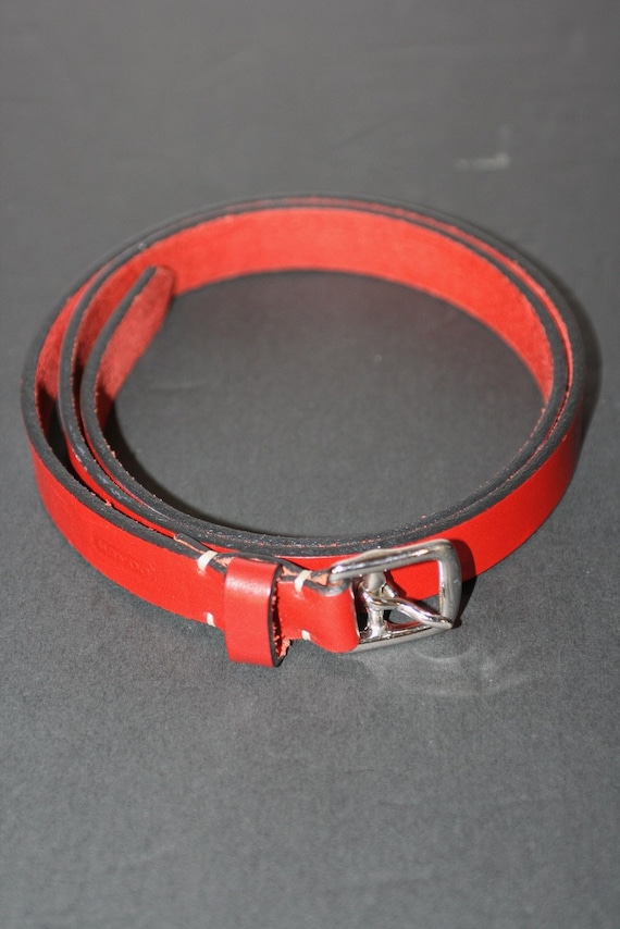 90s Red Leather Belt Vintage COACH Skinny With Chrome Buckle  display picture 1
