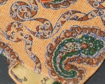 1970s Wide Swinger Necktie Vintage PIERRE CARDIN Silk Linen Paisley Mens Tie