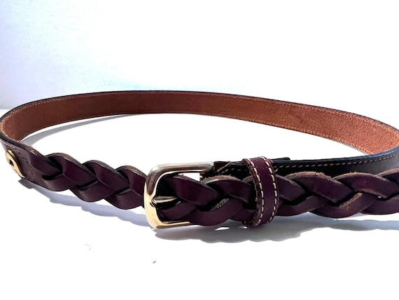 Vintage Etienne Aigner burgundy leather and brass belt size 26 Vintage Etienne Aigner Belt Women main image 2