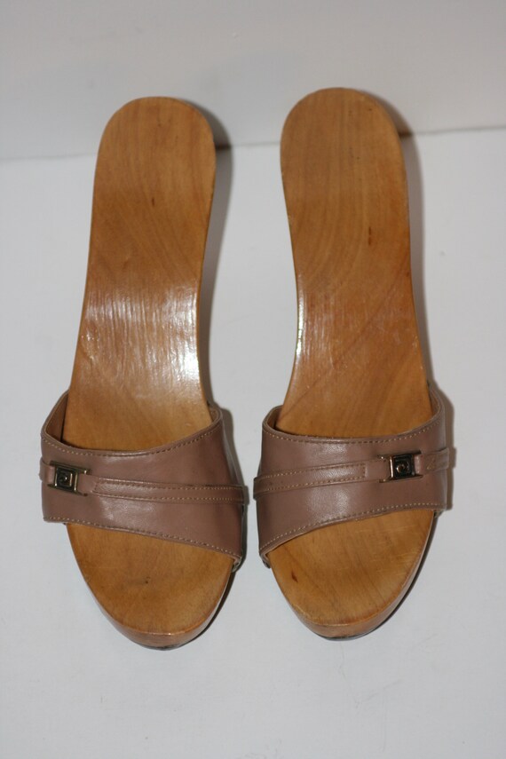 70s Vintage PIERRE CARDIN Carved Wooden Platform … - image 8