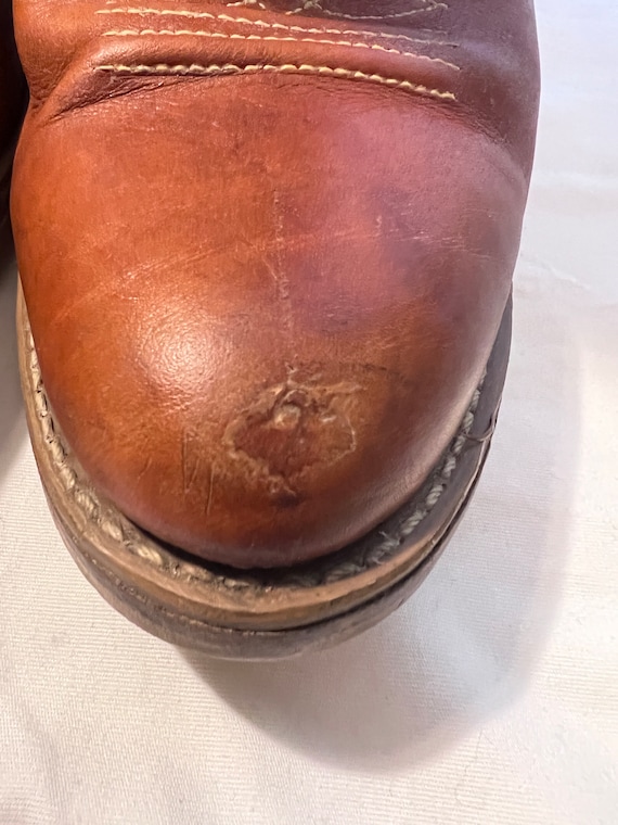 70’s Leather Cowboy Boots Vintage ACME  Wood Stac… - image 6