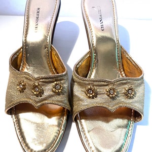 Gold lame shop slippers