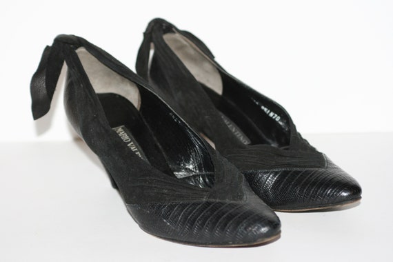 Vintage 80s Black Snakeskin Leather And Suede MARI