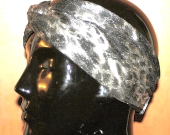 1990s Silber Python Print Turban Haarband - Metallic Dead-stock