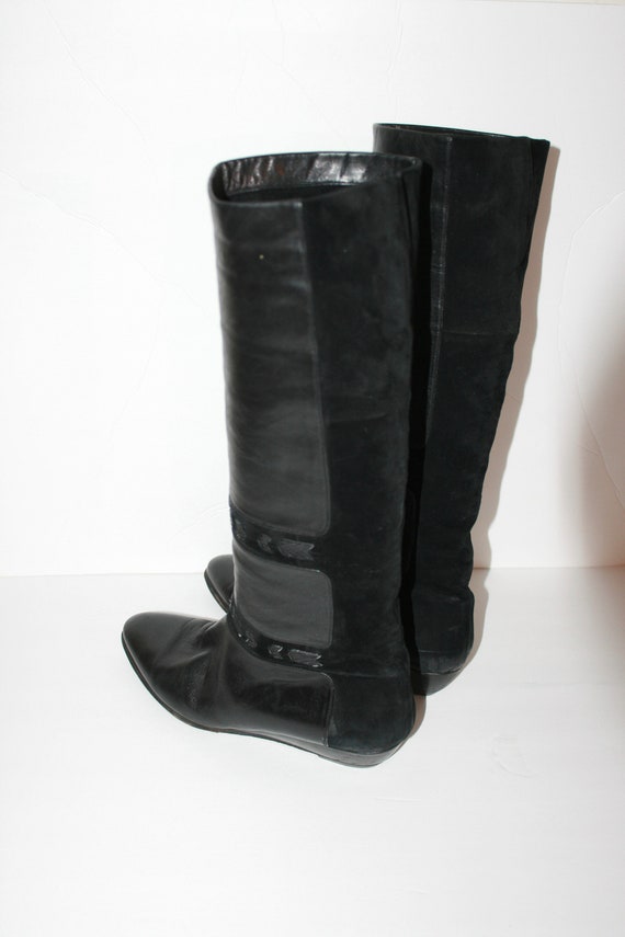 Amazing Vintage 1980s Black Leather And Suede W/ S