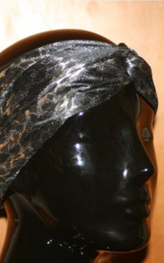 1990s Silver Python Print Turban Headband - Metal… - image 7